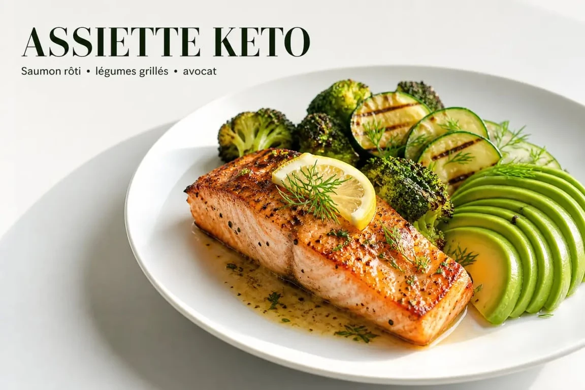 Recette keto de saumon au beurre citronné avec brocoli, courgettes et avocat