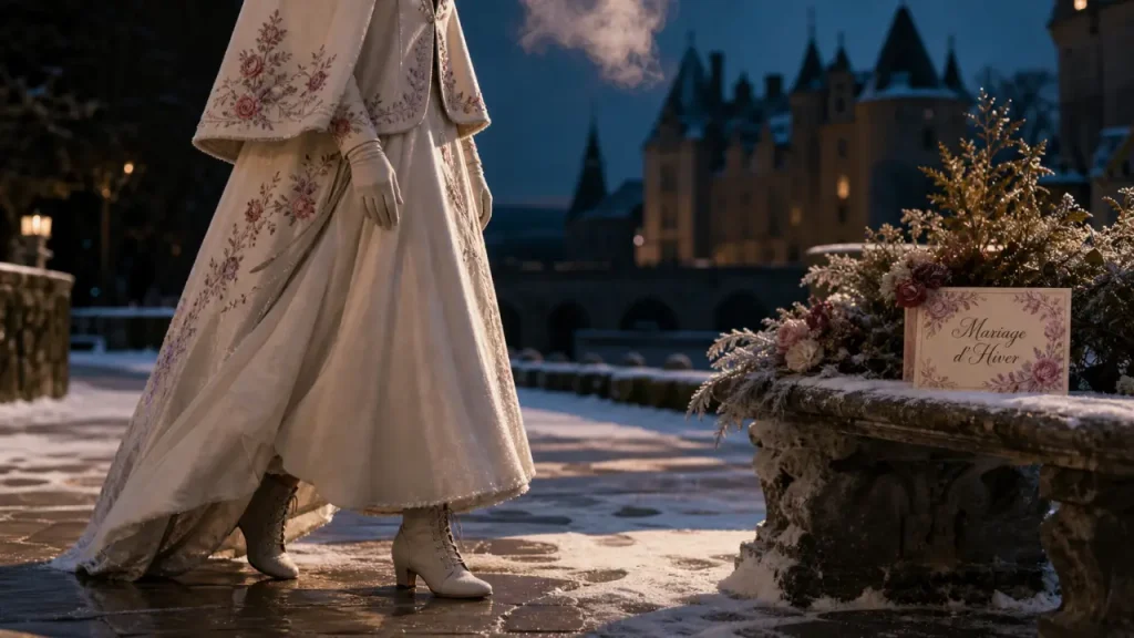 Mariage d’hiver : matières, manches et coupes pour rester élégante au chaud