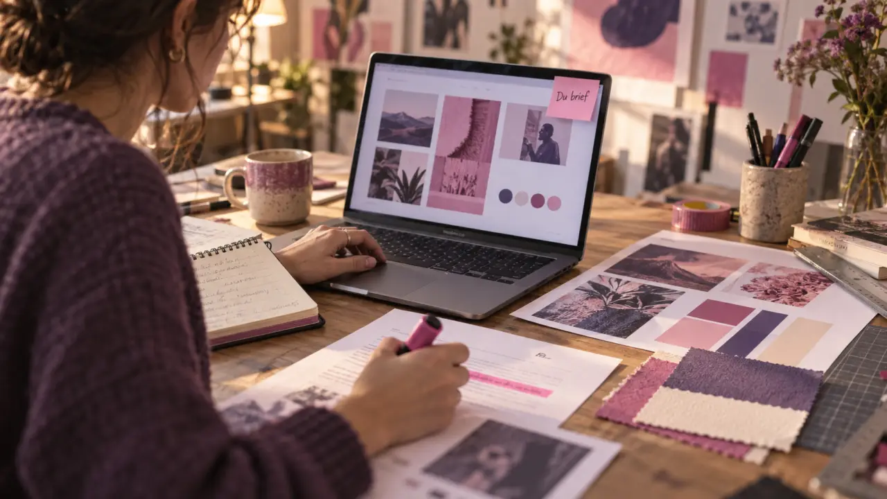 Devenir designer graphique : studio avec maquette typographique