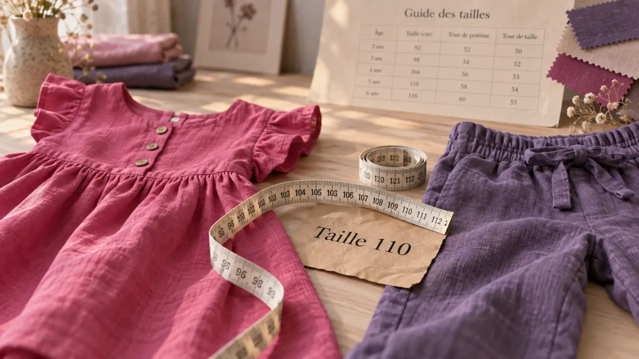 Taille 110 quel âge : mètre ruban et vêtements enfant