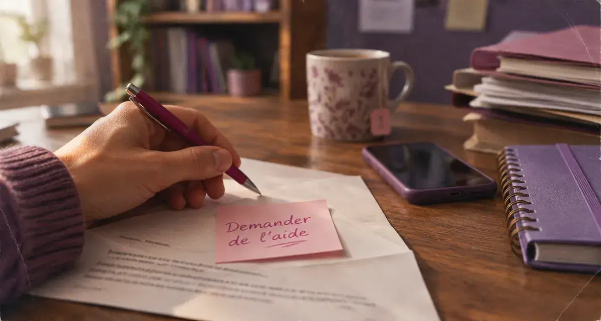 Demander de l aide : main, courrier et post-it