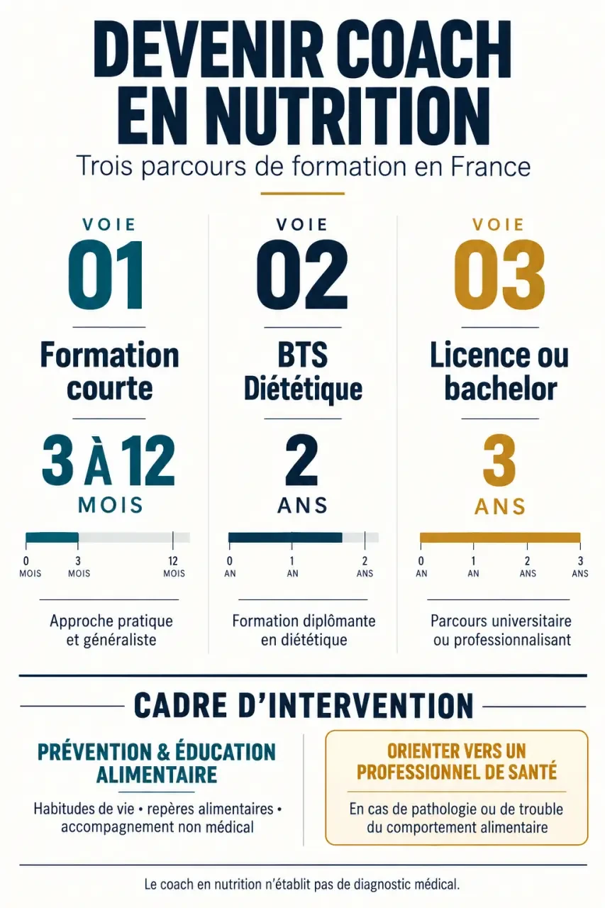 Parcours pour devenir coach en nutrition et limites légales de l’accompagnement